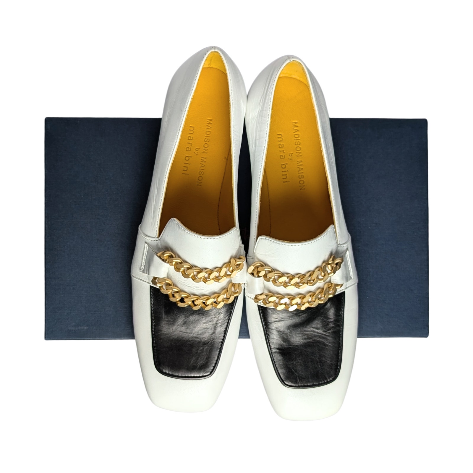 Madison Maison Gioia Leather Chain Loafers Black & White